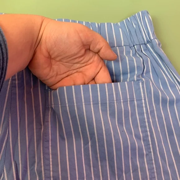 NWT Blue/White Striped Women's High Rise Poplin Shorts - A New Day - Picture 4 of 5